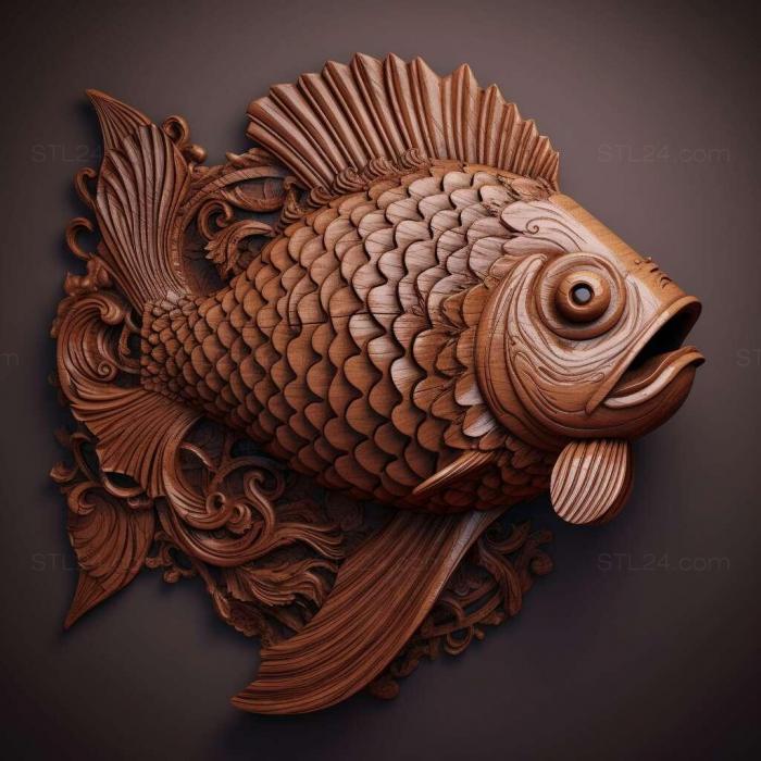 Природа и животные (Тайская рыба лабео 4, NATURE_84) 3D модель для ЧПУ станка